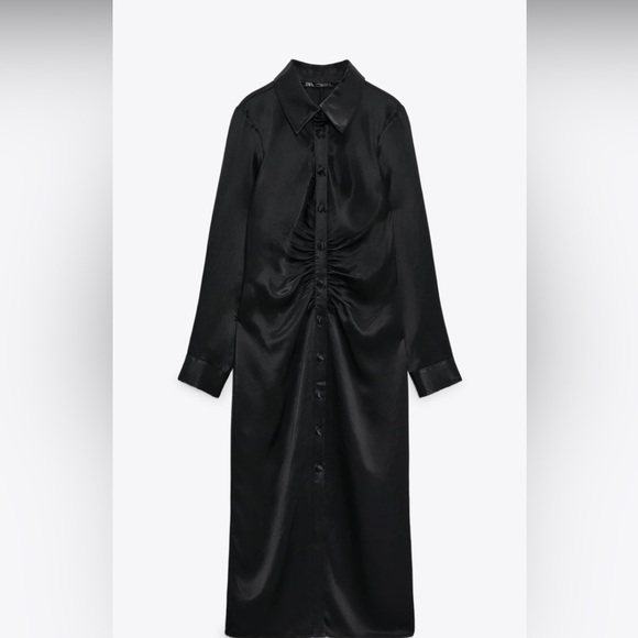 Zara Black Satin Midi Dress - Picture 5 of 5